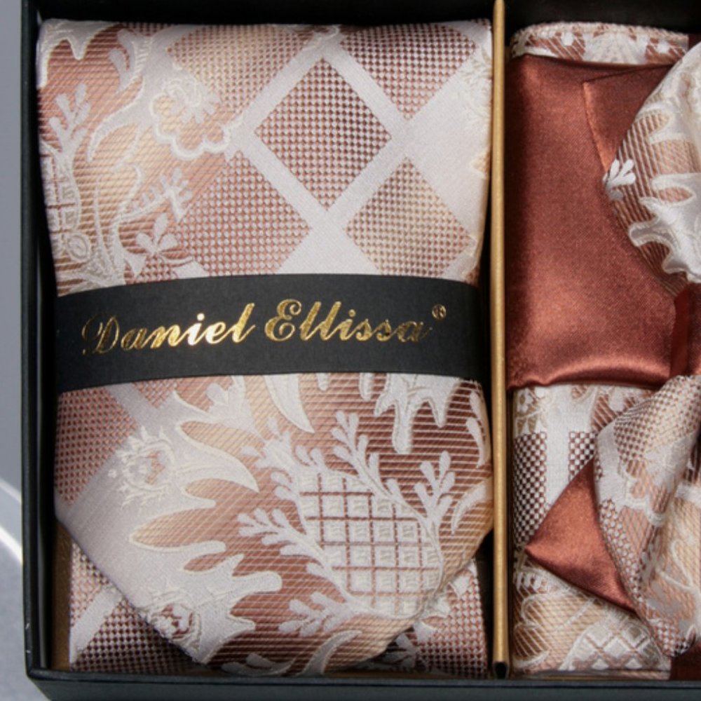 Daniel Ellissa Brown White Bow & Neck Tie 6 Set - Picture 2 of 6